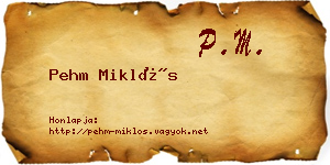 Pehm Miklós névjegykártya